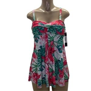 Nicole Miller Twisted Bandeau Flyaway Swimdress. Size Small New With Tags
